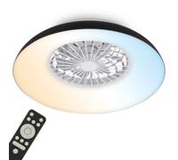 BRILONER - LED Ceiling Light with Fan, Remote Control, Quiet DC Motor with 5 Speeds, Adjustable CCT and Dimmable Lighting, LED Fan, Ceiling Fans, Lights Living Room, 60x19 cm, Black, White