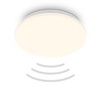 BRILONER - LED Ceiling lamp with Motion Sensor, Warm White, Twilight Detector, Kitchen, Living Room, Hallway, LED Light, 27x6 cm (DxH), White