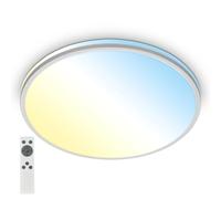 BRILONER - LED Ceiling lamp with Remote Control, Warm White to Cool White, dimmable, LED lamp, LED Ceiling Light, Living Room lamp, Kitchen lamp, Ceiling Lighting, 49 x 9.5 cm, matt Chrome