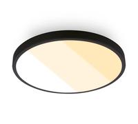BRILONER - LED Ceiling Light, 18W 2000lm, 2700K 3000K 4000K, IP44 Splash Proof, Bright Ceiling Lamp, Bathroom Light, Kitchen Light, 24 x 6 cm, Black