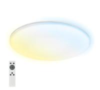BRILONER - LED Ceiling Light Bathroom with indirect Light, Remote Control, dust and Splash Water Protection, LED Ceiling Light, Bathroom lamp, Kitchen lamp, Damp-Proof luminaire, 35 x 5,5 cm, White