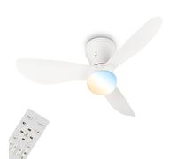BRILONER - LED Ceiling Light with Fan, Remote Control, Quiet DC Motor with 3 Speeds, Adjustable CCT and Dimmable Lighting, Removable Blades, LED Fan, Ceiling Fans, Living Room, 78x26 cm, White