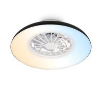 BRILONER - LED Ceiling Light with Fan, Remote Control, Quiet DC Motor with 5 Speeds, Adjustable CCT and Dimmable Lighting, LED Fan, Ceiling Fans, Lights Living Room, 48.5x16 cm, Black, White