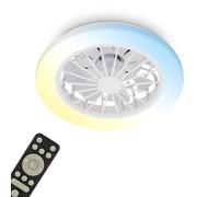 BRILONER - LED Ceiling Light with Fan, Remote Control, Quiet DC Motor with 5 Speeds, Adjustable CCT and Dimmable Lighting, LED Fan, Ceiling Fans, Lights Living Room, 38x14 cm, White