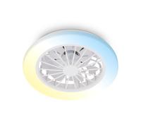 BRILONER - LED Ceiling Light with Fan, Remote Control, Quiet DC Motor with 5 Speeds, Adjustable CCT and Dimmable Lighting, LED Fan, Ceiling Fans, Lights Living Room, 38x14 cm, White