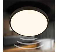 BRILONER - LED Ceiling Light with Motion Detector IP54 3m Range, Warm White Light Colour, 95 Degree Detection, LED Ceiling Light, LED lamp, Bathroom lamp, Bathroom lamp, Kitchen lamp, 29x7.5 cm