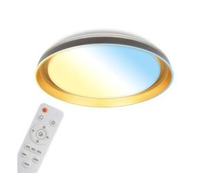 BRILONER - LED Ceiling Light with Remote Control, Dimmable, CCT Warm White to Daylight, Ceiling Lights Living Room, LED Lights for Bedroom, Kitchen Light, 43 x 8 cm, Black Gold