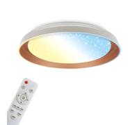 BRILONER - LED Ceiling Light with Starry Sky Effect, Remote Control, Dimmable, CCT Warm White to Daylight, Ceiling Lights Living Room, Lights for Bedroom, Kitchen Light, 43x8 cm, Warm Grey Coffee