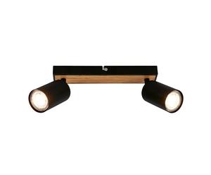 BRILONER - LED Ceiling Spotbar, 2 x GU10 max 9W, Adjustable Ceiling Spot Lights, Living Room, Kitchen Lights, Lamps for Bedroom, 25.5 cm, Black Wood