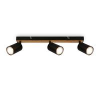 3 Way Ceiling Light Spotlight Lamp Living Room Kitchen Adjustable Black & Wood