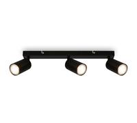 BRILONER - 3 GU10 Spotlight Ceiling Lights, max 9W, On/Off, spot Lights Ceiling, Ceiling Lights Living Room, Kitchen Lights Ceiling, Ceiling Lights for Bedroom, 44 cm, Black