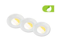 BRILONER - Set of 3 LED recessed Bathroom spotlights 230V housing 50% Recycled, Colour Temperature Change, dimmable, IP44, Ra90, LED spot, Flat, Ceiling, recessed Lights, Bathroom, 68mm, 90x30mm