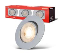 Briloner LED recessed spotlights, Set of 3, IP23, Adjustable, dimmable | recessed ceiling spotlights, recessed downlights, warm white light, ultra slim, matt chrome, 480 lm, 4.9 W, 3,000 K, Ø90x24mm
