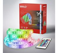Briloner LED Strip 5m with Remote Control, 150 RGB LEDs, 24W, Warm White, Indoor Use