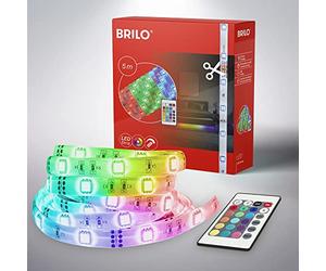 Briloner LED Strip 5m with Remote Control, 150 RGB LEDs, 24W, Warm White, Indoor Use