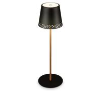 Briloner - LED Table Lamp, Adjustable Height, Battery Operated, Dimmable, Touch Control, Bedside Lamp, Outdoor, Wireless Light, Garden Lights, 38 to 22, Black-Wooden
