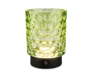 BRILONER - LED Table Lamp Cordless IP44, Glass Body, Touch, Dimmable, Rechargeable Battery & Light Source Replaceable, Bedside Light, Candle Lamp, Decorative Lamp, Christmas Lights, 15x11cm, Green