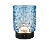 BRILONER - LED Table lamp Cordless IP44 with Glass Body, Touch dimmable in Steps, Rechargeable Battery & Light Source Interchangeable, Bedside lamp, Decorative lamp, Rechargeable, 15x11 cm, Blue