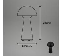 Briloner LED table lamp Fungo, rechargeable, black