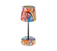 BRILONER - LED Table Lamp Wireless IP44 with Touch, Dimmable in Steps, Splash Protection, Bedside Lamp, Reading Lamp, LED Lamp, Camping Lamp, Table Lamp, Outdoor Lamp, 26 x 10.5 cm, Graffiti Motif