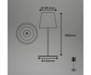 Briloner LED table lamp with rechargeable battery 7507015, anthracite RGBW IP44 touch