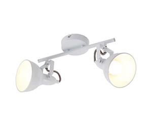 Briloner Leuchten 2049-026 Ceiling Light with 2 Rotating and Pivoting Spotlights in Retro / Vintage Design Metal 40 W White