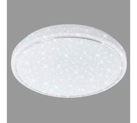 Briloner Leuchten 3374-116 - LED Ceiling Light with Star Design Including Chrome Ring, Ceiling Lamp with Adjustable Colour, 12 W, 1200 Lumens, 28.5 cm Diameter, White/Chrome