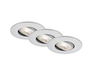 Briloner Leuchten - 7048-034 Recessed LED Lights Set of 3 Dimmable LED Module Swivelling Each 5 Watt Each 460 Lumen 3,000 Kelvin IP23 Chrome Matt 90 x 24 mm (DxH)