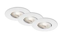 BRILONER Leuchten 7146-036 Recessed LED Ceiling Lights Set of 3 Swivelling LED Module 5 Watt Each 460 Lumen 3,000 Kelvin IP23 White 90 x 24 mm (D x H)