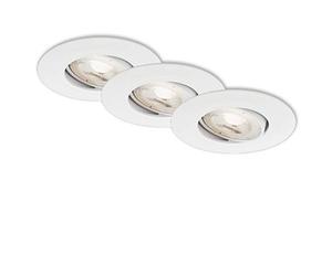 BRILONER Leuchten 7146-036 Recessed LED Ceiling Lights Set of 3 Swivelling LED Module 5 Watt Each 460 Lumen 3,000 Kelvin IP23 White 90 x 24 mm (D x H)