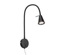 BRILONER Leuchten LED Bed Lamp, Bed Light Flex Arm with On/Off Switch, 4 Watt, 400 Lumen, 3,000 Kelvin, Metal, Black, 4 W
