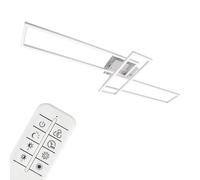 Briloner Leuchten - LED ceiling light, dimmable ceiling lamp, incl. remote control, incl. colour temperature control, incl. night light function and timer, chrome and aluminium, 1100 x 350 x 100 mm (LxWxH)