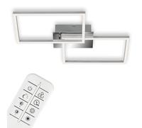 Briloner Leuchten - LED ceiling light, dimmable ceiling lamp, incl. remote control, incl. colour temperature control, incl. night light function and timer, chrome and aluminium, 500x388x78mm (LxWxH),3149-018