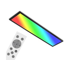 BRILONER Leuchten - LED Ceiling Light RGB, LED Ceiling Light CCT, Ultra Flat, Dimmable, Colour Changing, Remote Control, Warm White, Neutral White, Cool White, 1000 x 250 x 66 mm (L x W x H), Black