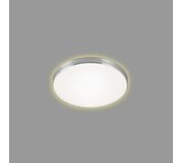 BRILONER Leuchten LED Ceiling Light with Backlight Effect 12 Watt 1200 Lumen 3000 Kelvin White/Aluminium Coloured Diameter 28.5 cm