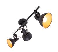 Briloner Leuchten Modern wall light, retro/vintage design, 3 rotatable spotlights, metall black-gold look, E14, IP20, max. 40 Watt, Length: 55.4 cm