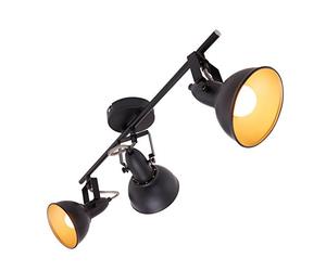 Briloner Leuchten Modern wall light, retro/vintage design, 3 rotatable spotlights, metall black-gold look, E14, IP20, max. 40 Watt, Length: 55.4 cm, 3 Spot