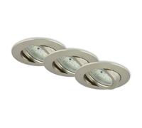 BRILONER Leuchten - Recessed LED Downlight, Set of 3 Adjustable and dimmable LED Ceiling Lights, 5.5 Watt, 470 Lumens, 3,000 Kelvin, IP23, Matte Nickel, 82x28mm (DxH)