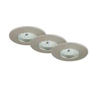 BRILONER Leuchten - Recessed LED Downlight, Set of 3, Ceiling Light, 5 Watt, 400 Lumens, 3,000 Kelvin, IP44, Matte Nickel, 75x28mm (DxH)