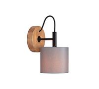 BRILONER Leuchten Spotlight, Wall Light Retro, Vintage, 1x E14, Metal in abric Shade, 125x178mm (DxA), Black-Wood-Grey, 2075-014