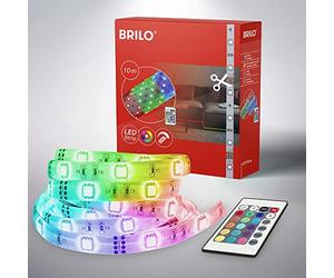 Briloner Leuchten Strip 10 m Dimmable RGB LED Strip 300 x RGB LED 0.08 W Self-Adhesive Plastic 27 W White 10 x 10 x 2.5 mm (L x W x H)