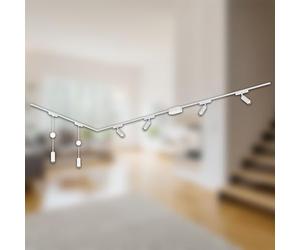 Briloner - Luxtrail Rail System Complete Set, 4X LED spotlights, 2X Height-Adjustable LED Suspension, L-Shape, Lamps, Ceiling Light Rail System, Spotlight Rail, Ceiling Light, 3 m, White