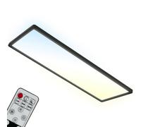 Briloner - LED Ceiling Light, Dimmable Ultra Slim Panel Lamp, 58x20x3 cm, Backlight Effect, CCT Adjustable Light, Flush Mount, Remote Control, Night-Light Function, 23W, Living Room, Kitchen, Black