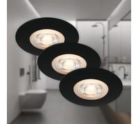 Briloner Mains-Powered Led Black Warm White Light Recessed Downlights Pack Of 3