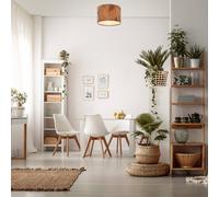 Briloner Mata ceiling light, brown, Ø 35 cm, fabric, E27