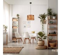 Briloner Mata pendant light, 1-bulb, brown, fabric, Ø 35 cm