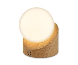BRILONER - Mini LED Table Lamp Wireless IP54 with Touch, Dimmable, Rechargeable Battery & Light Source Exchangeable, Bedside, Outdoor, 10x8x9 cm, Wood Look Blue