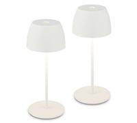 BRILONER - Set of 2 Mini Rechargeable LED Table Lamps, Cordless, IP44, Touch Control, Dimmable, LED Light, Battery Table Lamp, Bedside, Cordless, Camping, Outdoor, 8x20 cm, White