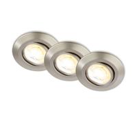 BRILONER Nickel Matt Set of 3 LED Recessed Lights Downlights 90mm CCT Tilt 4.9W in Metallic Silver Briloner Metallic Silver