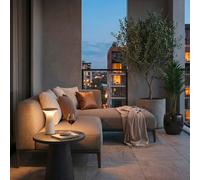 Briloner Pilia LED rechargeable table lamp, brown/light grey, height 24 cm, IP44